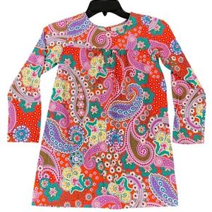 Hanna Andersson Paisley Floral Long Sleeve Cotton‎ Knit Dress 130 Girls